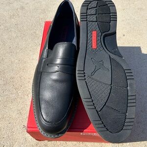 PIKOLINOS Black Leather Slip-On Loafers with Rubber Sole